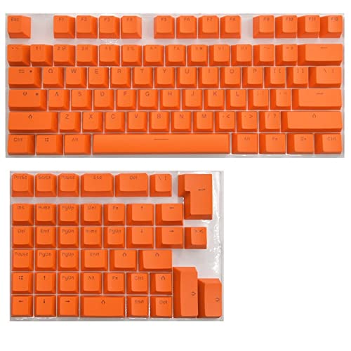 Tenglang PBT-Tastenkappen-Set für mechanische Mini-Tastaturanzug für 61/64/68/71/82/84-Layout-Tastatur mit transparenten RGB-Buchstaben (118 Tasten) (Orange) von Tenglang
