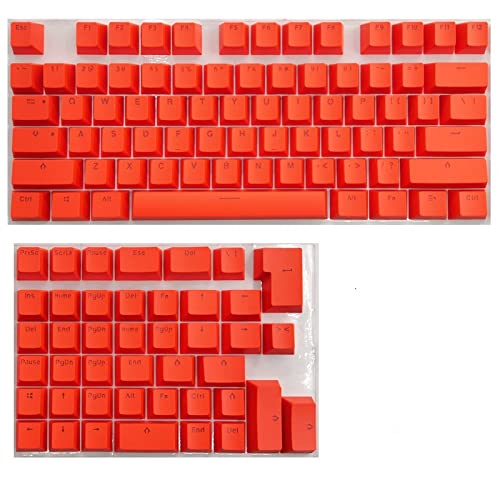 Tenglang PBT-Tastenkappen-Set für mechanische Mini-Tastaturanzug für 61/64/68/71/82/84-Layout-Tastatur mit transparenten RGB-Buchstaben (118 Tasten) (Orangerot) von Tenglang