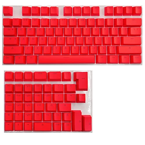Tenglang PBT-Tastenkappen-Set für mechanische Mini-Tastaturanzug für 61/64/68/71/82/84-Layout-Tastatur mit transparenten RGB-Buchstaben (118 Tasten) (Rot) von Tenglang
