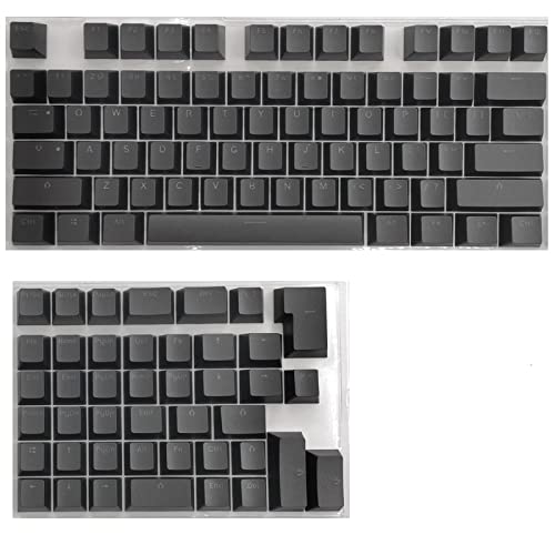 Tenglang PBT-Tastenkappen-Set für mechanische Mini-Tastaturanzug für 61/64/68/71/82/84-Layout-Tastatur mit transparenten RGB-Buchstaben (118 Tasten) (Schwarz) von Tenglang