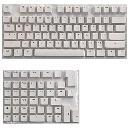 Tenglang PBT-Tastenkappen-Set für mechanische Mini-Tastaturanzug für 61/64/68/71/82/84-Layout-Tastatur mit transparenten RGB-Buchstaben (118 Tasten) (Weiß) von Tenglang