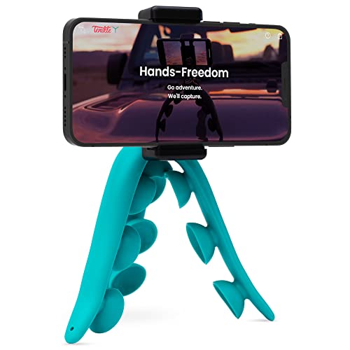 Tenikle® 360° - Flexibles Stativ für Handykamera GoPro, Bekannt aus Shark Tank, biegbare Saugnapf-Kamera & Handyhalterung, Handyhalterung fürs Auto, kompatibel mit iPhone und Android (Blaugrün) von Tenikle