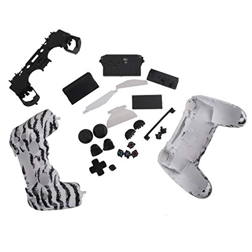 Tenlacum 1 Set Full Housing Shell Set Faceplates + ABXY D-Pad Mod + RB LB LT RT Buttons for Sony PS4 Controller Replacement Parts ( Black & Stretch Mark ) von Tenlacum