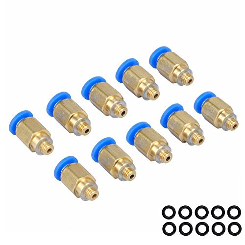 Tenlacum 10 PCS 5 mm Außengewinde 4 mm/0,16 Push to Connect pc4-m5 Pneumatik Air Gerade Quick Fitting für PTFE Tube 3D Drucker Anschluss von Tenlacum