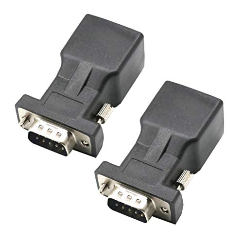 Tenlacum 2 Stück DB9 RS232 COM Stecker auf RJ45 Buchse Stecker Karte DB9 Serial Port Extender zu LAN CAT5 CAT6 RJ45 Netzwerk Ethernet Kabel Adapter von Tenlacum