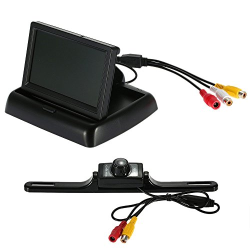 ptcm 4,3 Zoll Pop Up Monitor LCD TFT Wireless Video-Übertragung Rückseite des Auto Backup-Rückfahrkamera-Kit,-System Nachtsicht von Tenlacum