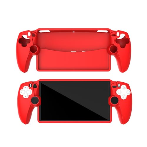 Tenlang Schutzhülle für Sony Playstation Portal, Silikonhülle für Gaming Handheld Controller, Konsole Soft Grip Skin Abdeckung Shell, stoßfest Anti-Scratch Anti-Staub (Rot) von Tenlang