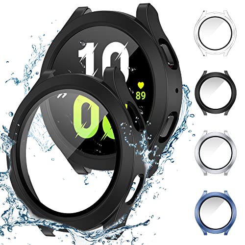 [4er-Pack] Tensea für Samsung-Galaxy-Watch 5 2022 & 4 2021, wasserdichte Displayschutzfolie, 40 mm, Zubehör, Anti-Beschlag-Schutz-Gesichtsabdeckung, harte Stoßstange, integrierte gehärtete Glasfolie, von Tensea