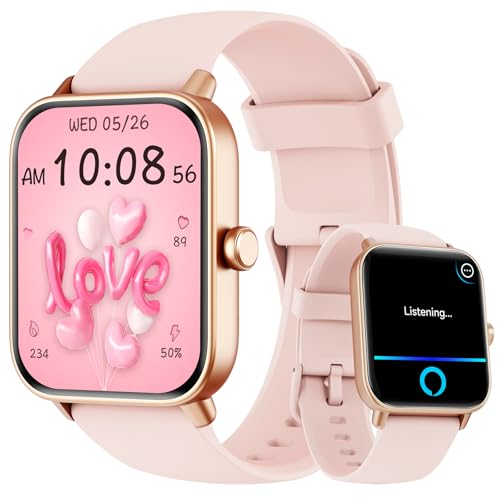 Tensky Smartwatch Damen Herren mit Telefonfunktion 1,8" Fitnessuhr mit Alexa, Herzfrequenz SpO2 Stress Schlafmonitor Smart Watch, 110 Sportmodi IP68 Wasserdicht Schrittzähler Uhr Damen für Android iOS von Tensky