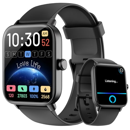 Tensky Smartwatch Herren Damen mit Telefonfunktion 1.8" Fitnessuhr mit Alexa, Herzfrequenz SpO2 Stress Schlafmonitor Smartwatch, 110 Sportmodi IP68 Wasserdicht Schrittzähler Uhr Herren für Android iOS von Tensky