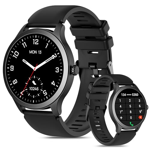 Tensky Smartwatch Herren mit Telefonfunktion 1,3'' Damen Rund Fitnessuhr 100+ Sportmodi & Zifferblätter, Herzfrequenz, SpO2, Schrittzähler, Schlafmonitor, IP68 Wassedicht Smart Watch für iOS, Android von Tensky