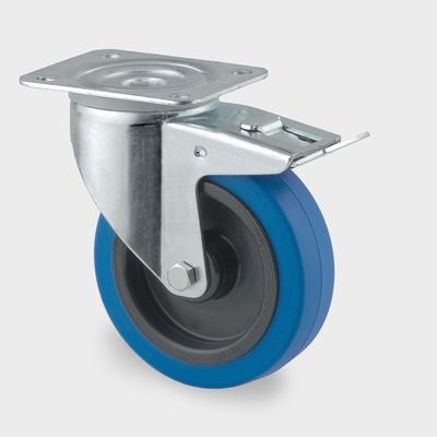 Tente Lenkrolle Blue Wheel gebremst, 100mm, 4-Loch, 160kg von Tente