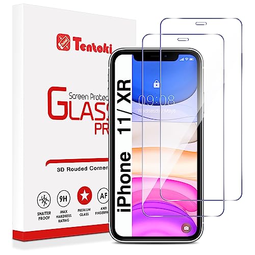 Tentoki 2 Stück, Panzer Schutz Glas für iPhone 11 / iPhone XR Schutzfolie,[kratzfest, 9H Härte] Ultra Transparent Displayschutz von Tentoki