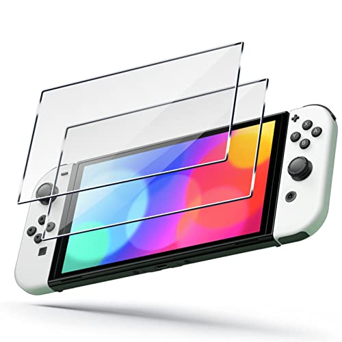 Tentoki 2 Stück Schutzfolie Kompatibel mit Nintendo Switch OLED Modell 7 Zoll 2021, für Panzerglas Switch Oled, Nintendo switch zubehör Oled von Tentoki