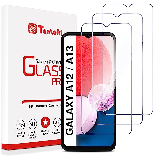 Tentoki 3 Stück, für Panzerglas Samsung Galaxy A13 5G/ A13/ A12/ A04s Schutzfolie,[kratzfest, 9H Härte] Ultra Transparent Displayschutz von Tentoki