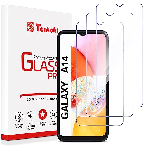 Tentoki 3 Stück, für Panzerglas Samsung Galaxy A14 5G/4G (6,6 Zoll) Schutzfolie,[kratzfest, 9H Härte] Ultra Transparent Displayschutz von Tentoki