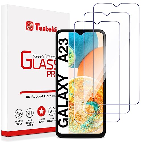 Tentoki 3 Stück, für Panzerglas Samsung Galaxy A23 5G/ 4G Schutzfolie,[kratzfest, 9H Härte] Ultra Transparent Displayschutz von Tentoki