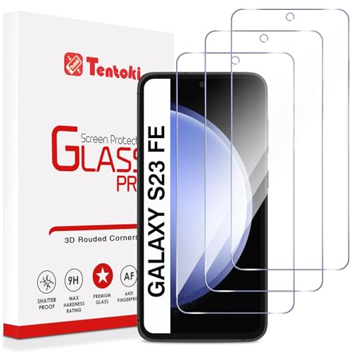 Tentoki 3 Stück, für Panzerglas Samsung Galaxy S23 FE 6,4 Zoll Schutzfolie,[kratzfest, 9H Härte] Ultra Transparent Displayschutz von Tentoki