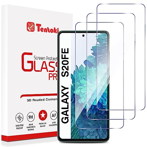 Tentoki 3 Stück, für Panzerglas Samsung S20 FE/Galaxy S20 FE 5G Schutzfolie,[kratzfest, 9H Härte] Ultra Transparent Displayschutz von Tentoki