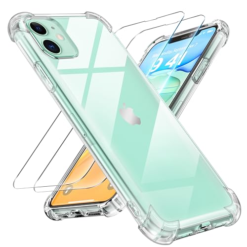 Tentoki 3 in 1 für panzerglas und hülle iPhone 11,[Nie Vergilbung] schutzfolie iPhone 11 TPU handyhülle Schlanke Stoßfeste Anti Kratzt Transparent von Tentoki