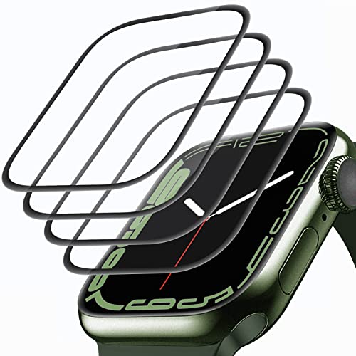 Tentoki [4 Stück Schutzfolie kompatibel mit Apple Watch 7 41mm, Vollflächiger Flexibler TPU Displayschutz [Keine Blasen] [Kratzfest] Kompatibel mit iWatch Series 7 41mm von Tentoki