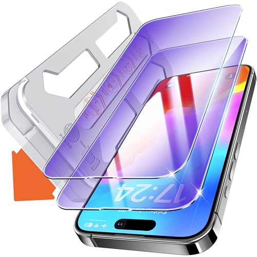 Tentoki für Panzerglas iPhone 14 Pro Max (6,7 zoll) Schutzfolie Anti-Blaulicht, 2.5D vollständige Abdeckung 9H+ Displayschutz, Reduzieren Sie die Ermüdung der Augen [Augen schützen] [HD klar] 2 Stück von Tentoki