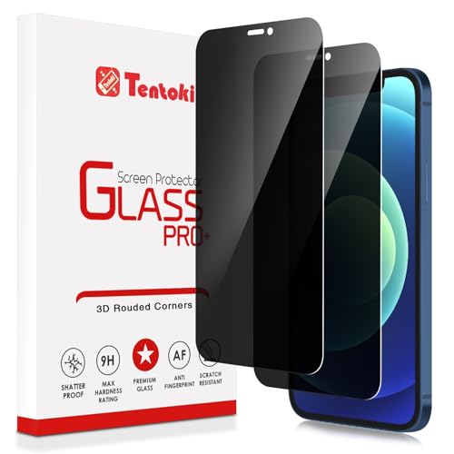 Tentoki Gehärtetes Glas Anti-Spionage für iPhone 12 und iPhone 12 Pro 6,1 Zoll (6,1 Zoll), vollständige Abdeckung, kratzfest, Härtegrad 9H von Tentoki