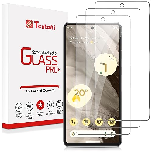 Tentoki Schutzfolie für Google Pixel 7 Panzerglas, 3-Stück Folie displayschutz für Pixel 7 5G (6.4 Zoll) [Fingerabdruck-Entsperrung] [9H Glas] [Ultradünn und hohe Transparenz]- Pixel 7 von Tentoki