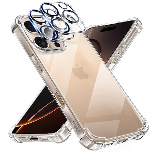 Tentoki Schutzhülle für iPhone 16 Pro Max mit 2 Kameras Pro Maxtector, [integriertes Luftkissen] Anti-Vergilbung, weich, TPU, Bumper Schutzhülle Pro Maxtection für iPhone 16 Pro Max, transparent von Tentoki