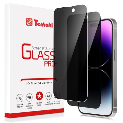 Tentoki Sichtschutz für iPhone 14 Pro Max panzerglas 6,7 Zoll, Full Screen Anti-Spy Privacy Panzer Schutz Glas [2 Stück] Kratzfest, Anti-Fingerprint und blasenfrei von Tentoki