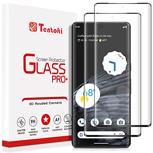 Tentoki für Google Pixel 7 Pro Panzer Schutz Glas Schutzfolie, [2 Stück] gehärtetem Glas, vollständige Abdeckung, Displayschutzfolie für Pixel 7 Pro 5G, Härtegrad 9H, Anti-Fingerabdruck von Tentoki