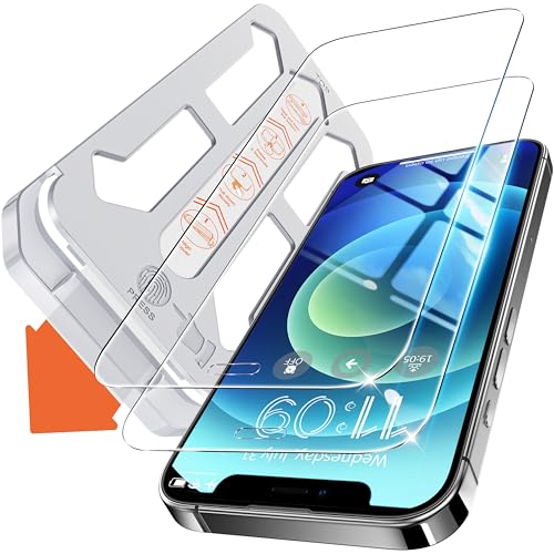Tentoki für Panzerglas iPhone 12/12 Pro Panzer Schutz Glas (6,1 Zoll), Schutzfolie kompatibel mit iPhone 12/12 Pro Auto Dust-Elimination [9H+ Härte Folie][Kristallklar][Bläschenfrei] 2 Stück von Tentoki