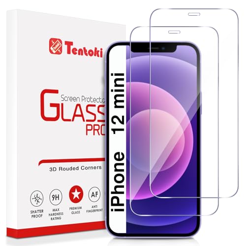 Tentoki für Panzerglas iPhone 12 mini Schutzfolie Glas Displayschutz für 9H Härte, Anti-Kratzen, Anti-Öl, Anti-Bläschen, Hülle Freundllich [2 Stück] von Tentoki