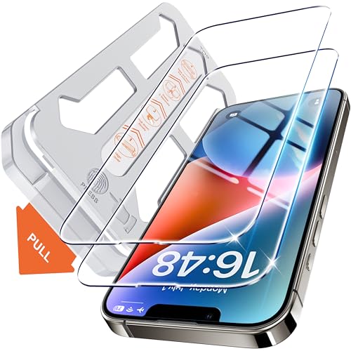 Tentoki für Panzerglas iPhone 16e / 13 / 13pro / 14 Panzer Schutz Glas (6,1 Zoll), 2 Stück Schutzfolie kompatibel mit iPhone 13 /16e/13 Pro / 14, [Auto Dust-Elimination] von Tentoki