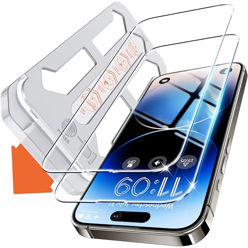 Tentoki für Panzerglas iPhone 14 Pro Max Panzer Schutz Glas (6,7 Zoll), 2 Stück Schutzfolie kompatibel mit iPhone 14 Pro Max, [9H Härte] [Auto Dust-Elimination] [Anti- Kratzer] [Blasenfrei] von Tentoki