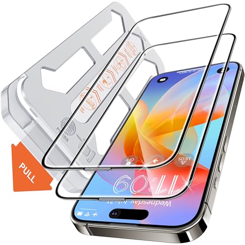 Tentoki für Panzerglas iPhone 15 Plus/14 Pro Max/16 Plus Panzer Schutz Glas (6,7 zoll), Schutzfolie kompatibel mit iPhone 15 Plus/14 Pro Max/16Plus, Auto Dust-Elimination [9H+] [Bläschenfrei] 2 Stück von Tentoki