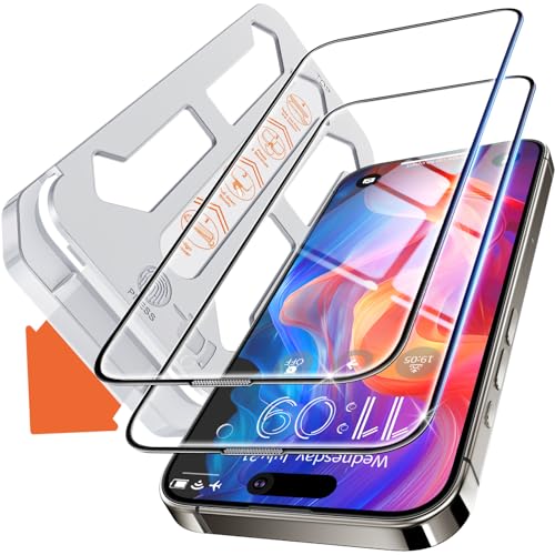 Tentoki für Panzerglas iPhone 15 Pro Max Panzer Schutz Glas (6,7 Zoll), Schutzfolie kompatibel mit iPhone 15 Pro Max Auto Dust-Elimination [9H+ Härte Folie] [Kristallklar] [Bläschenfrei] 2 Stück von Tentoki