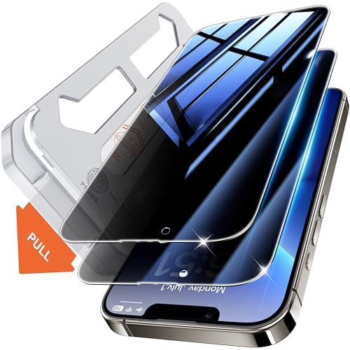 Tentoki sichtschutz für panzerglas iPhone 13 Pro Max / 14 Plus 6,7'', Schutzfolie kompatibel mit Face ID, 25°Anti-Spionage 9H Schutz Glas [Ultra Privatsphäre][Auto Dust-Elimination][HD-Klar] 2 Stück von Tentoki
