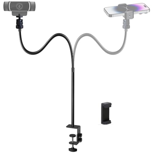 Tentucro Webcam Ständer Telefonhalter Desktop Einstellbare Schwanenhals Video Klemme Stand Kamera Halterung für Handys, Logitech Webcam C922 C930e C920S C920 C615, etc. (1/4" Gewinde) von Tentucro
