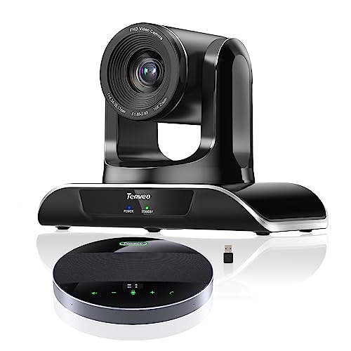 Tenveo 10X Zoom Videokonferenzsystem,All-in-One PTZ Kamera 1080P 60FPS USB/HDMI und Bluetooth Freisprecheinrichtung mit Mikrofon Videokonferenz Set von Tenveo
