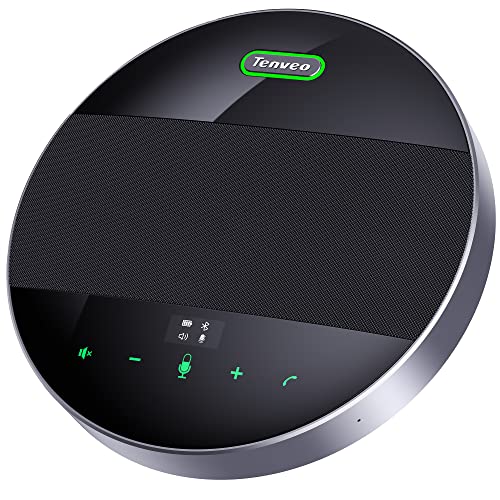 Tenveo 360° Omnidirektionaler Konferenzlautsprecher mit Mikrofon – Bluetooth 5.0, USB, Wireless, 8000mAh Akku, Geräuschunterdrückung – Ideal für Zoom, Teams, Online Meetings von Tenveo