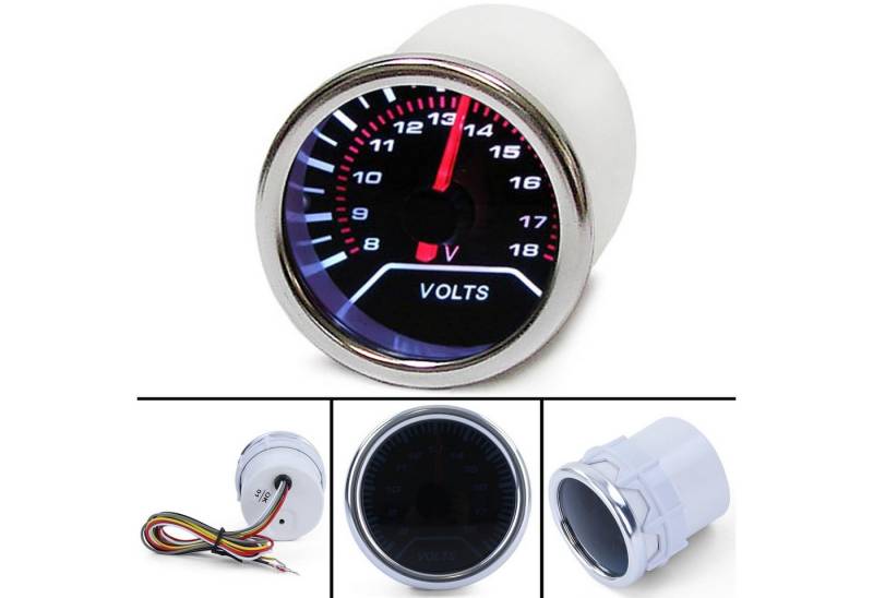 Tenzo-R Voltmeter Zusatz Einbau Instrument Universal 52mm Black Magic beleuchtet von Tenzo-R