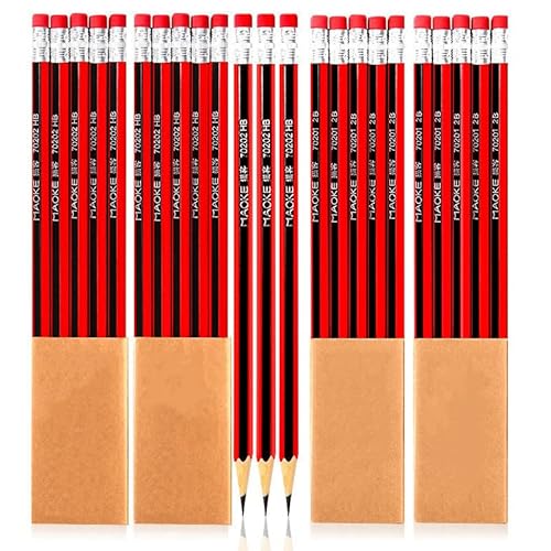 Teogneot Bleistift Set 2B Bleistifte 20 Holzgefasste Bleistifte mit Radiergummi von Teogneot