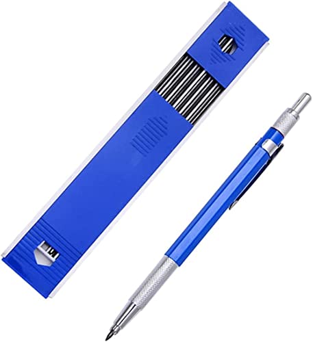 Teogneot HB Bleistift Druckbleistift mit 10 Stück Pencil Nachfüllungen, für Entwurfszeichnung, Tischler, Basteln, Art Skizzieren 2.0mm，Blau von Teogneot