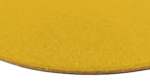 Pinnwand aus Kork RUND Ø 60cm | 10mm Stark | Hochwertige Korkplatte | Geeignet als Pinnwand, Modellbau oder als Bastel-Unterlage, in verschieden Farben erhältlich (Gelb) von Tepcor