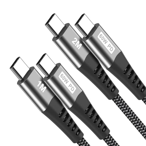 USB C Ladekabel für iPhone 15 Pro Max/15 Plus, USB C auf USB C Kabel [1M+2M] 60W Ladekabel USB C Schnellladekabel PD 3.0 Nylon Handy Ladekabel Type C Kabel für Pad Pro/Air/Mini 6,Samsung S24 S23 S22 von Tepow