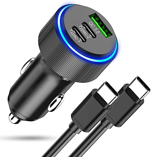 Zigarettenanzünder USB C Auto Ladegerät 66W, Tepow PD&QC3.0 Kfz Ladegerät USB C Autoladegerät Adapter Schnellladung mit Type C Kabel für Samsung Galaxy S23 S22 S21 S20 Note,iPhone 15 Pro Max,iPad Pro von Tepow