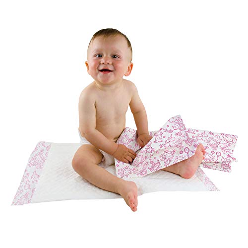 Teqler Baby-Wickelunterlagen: Wickelunterlagen mit verschiedenen Motiven für unterwegs, hygienisch mit Superabsorber 40 x 60 cm (50-er Pack) von Teqler