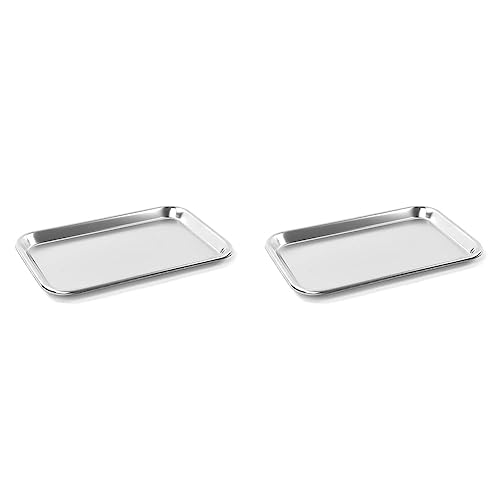 Teqler Edelstahltablett T-134801, 28,5 cm x 19 cm x 1,8 cm (Packung mit 2) von Teqler