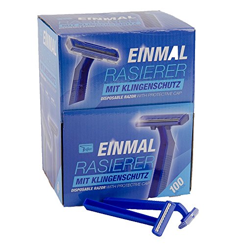 Teqler Einmalrasierer T-370650, rasiert jede Haarlänge sanft, sicher und hautschonend, blau (100-er Pack) von Teqler